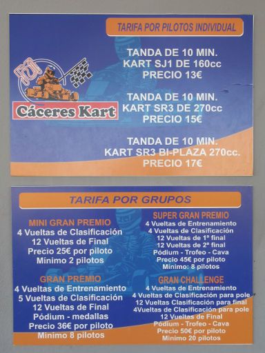 Cáceres Kart, Torrequemada, Cáceres, Spanien, Preisliste Juni 2021