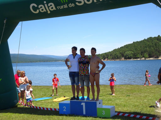 Camping Urbión, Stausee Cuerda del Pozo, Schwimmwettbewerb 2019, Soria, Spanien, Siegerehrung 1500 m