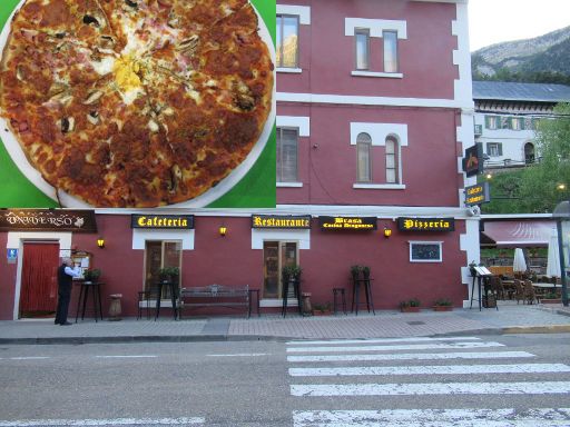 Canfranc-Estación, Spanien, Pizza für 14,– € im Restaurant Universo