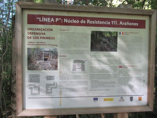 Bunker Linie P, Canfranc-Estación, Spanien, Informationstafel vor Ort