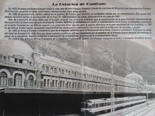 Führung historischer Bahnhof, Canfranc-Estación, Spanien, Karte mit Informationen und Bild