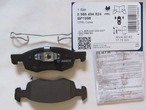 Oscaro Autoteile, Castelldefels, Spanien, Bosch Bremsbel&auml;ge vorne 0 986 494 824 Made in China