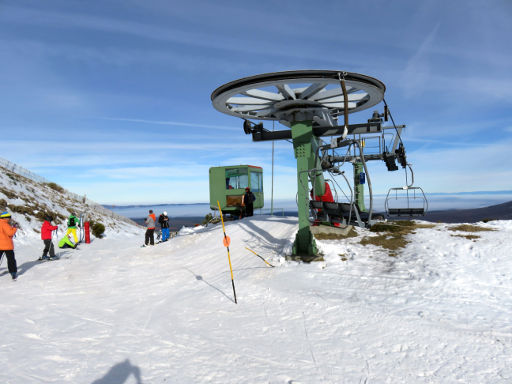 Skigebiet, La Pinilla, Spanien, Sessellift Testero Bergstation