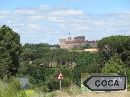 Burg, Coca, Spanien, Blick auf die Burg von der SG-351