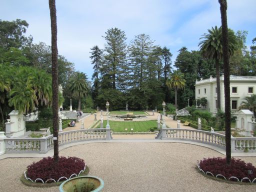 La Quinta de Selgas, Cudillero, Spanien, Ausblick vom Palast auf italienischen Garten