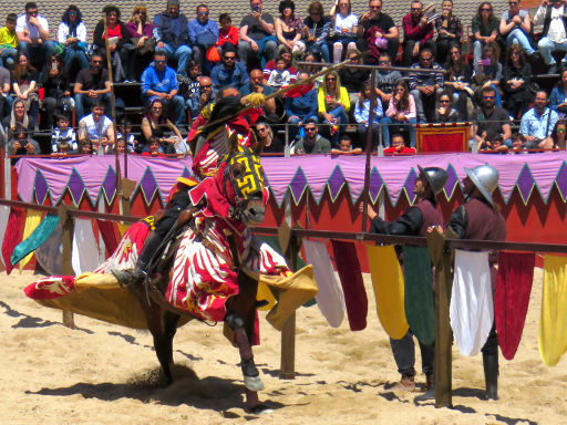 Feria Medieval Mittelalter Ritterturnier, El Álamo, Spanien, Ringe mit der Lanze treffen