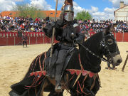 Feria Medieval Mittelalter Markt, El Álamo, Spanien, Ritterturnier, der schwarze Ritter