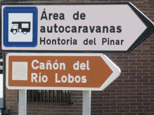 Cañón del Río Lobos, Hontoria del Pinar, Spanien, Schild zum Cañón del Río Lobos