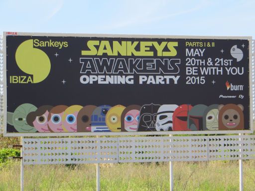 Ibiza, Spanien, Club Plakatwerbung 2015, Sankeys Opening Party 20. und 21. Mai 2015