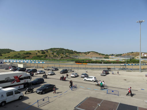 Escuela de conducción MAC, Motorrad Kurs Rennstrecke, Jerez de La Frontera, Spanien, Blick auf einen Teil der Rennstrecke