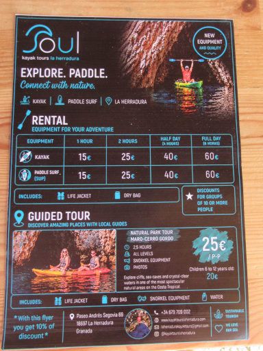 Soul Kayak Tours, La Herradura, Spanien, Informationen mit Beschreibung und Preisen auf Englisch