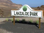 Lanzaloe Park, Órzola, Lanzarote, Spanien, Einfahrt außerhalb der Ortschaft Órzola
