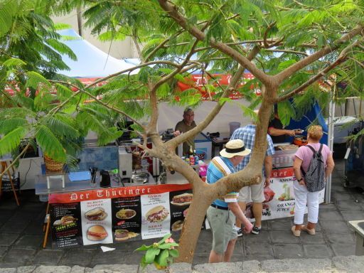Wochenmarkt, Puerto del Carmen, Lanzarote, Spanien, Der Thüringer Bratwurststand