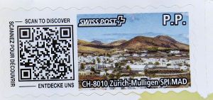 SWISS POST, Spanien, Briefmarke ohne Wertangabe für 1,20 € im Dezember 2017