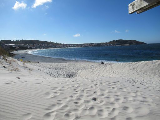 Laxe, Spanien, feiner weißer Sand am Strand