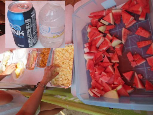 IX Traves&iacute;a a nado Los &Aacute;ngeles de San Rafael 2026, Schwimmwettbewerb, Los &Aacute;ngeles de San Rafael, Spanien, Wasser in Kunststoffflaschen, Iso Drink Citrico in Dosen, Wassermelone, N&uuml;sse und Kekse