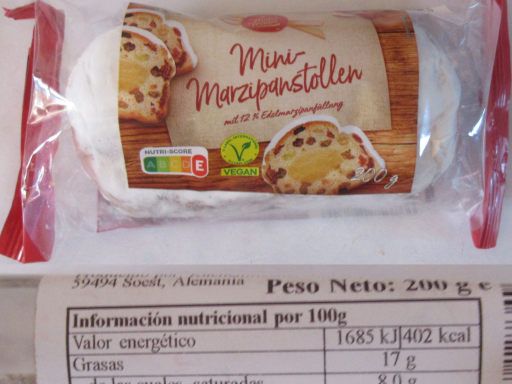ALDI Supermercados, Madrid, Spanien, Mini-Marzipanstollen 200 g im Dezember 2025 für 2,49 €