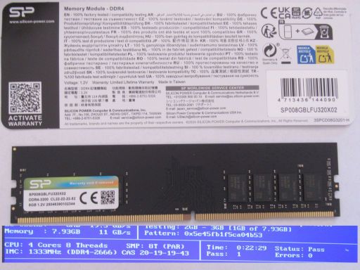 APP Informatica Online und Ladengesch&auml;fte, Madrid, Spanien, Silicon Power, 8 GB, DDR4-3200 CL22-22-22-52, 1,2 Volt, 288 Pin DIMM
