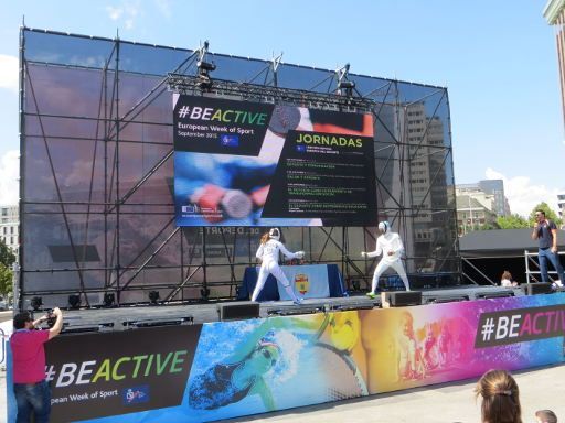 Be Active European Week of Sport, 2015, Madrid, Spanien, Bühne mit Degenfechtern