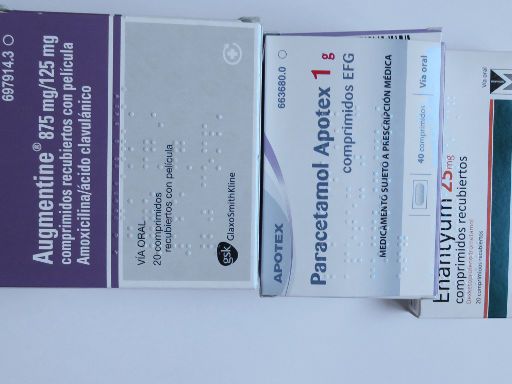 Clínica Dental Buccaris, Zahnarztpraxis, Madrid, Spanien, Augmentine®, Paracetamol und Enantyum