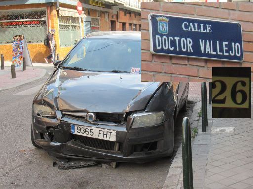 Coches fantasma, Autowracks, Madrid, Spanien, Autowrack in der Calle Doctor Vallejo 26, 28027 Madrid im Mai 2021