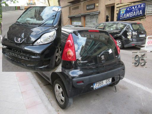 Coches fantasma, Autowracks, Madrid, Spanien, Autowrack in der Calle de Sambara 95, 28027 Madrid im Mai 2021