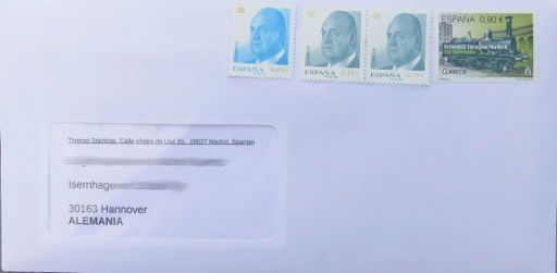 Correos, Madrid, Spanien, Brief nach Deutschland / Europa 1,15 € 2016