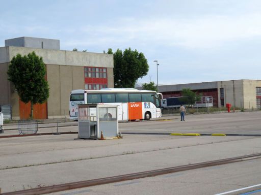 DGT Centro de exámenes de Móstoles, Bus praktische Prüfung Teil 1, Madrid, Spanien, Haltestelle Endposition