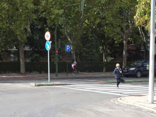 Lara Autoescuela, Fahrschule, Madrid, Spanien, Kreisverkehr Ausfahrt 12 Tonnen Begrenzung in Móstoles