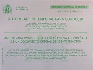 DGT Jefatura de Tráfico, Autorización temporal para conducir / vorläufiger Führerschein