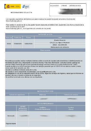 DGT Jefatura de Tráfico, Termin Ausdruck