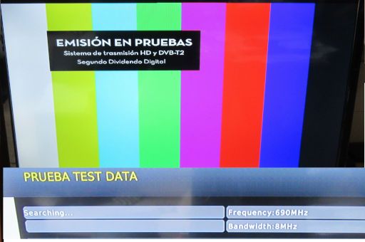 DVB-T und DVB-T2 Empfang, Madrid, Spanien, Testbild im April 2026