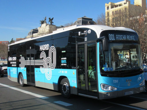 EMT Línea cero, Elektrobus, Madrid, Spanien, Irizar ieBus Linie 001