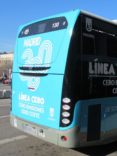 EMT Línea cero, Elektrobus, Madrid, Spanien, Irizar ieBus Ansicht von hinten