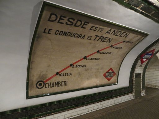 Estación de Chamberí, Madrid, Spanien, Streckenverlauf der ersten Linie 1