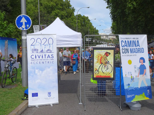 European mobility week, 2019, Madrid, Spanien, Eingang zum Paseo del Prado