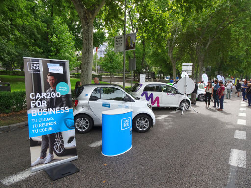 European mobility week, 2019, Madrid, Spanien, Elektrofahrzeuge Car sharing car2go und emov
