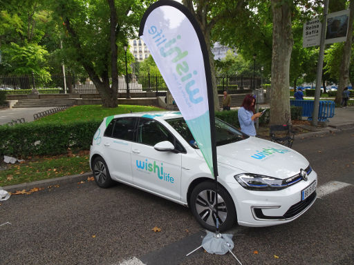 European mobility week, 2019, Madrid, Spanien, Car sharing WishiLife® VW e-Golf