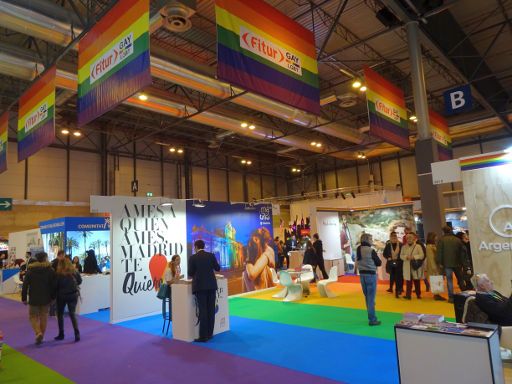 Fitur 2019 International Tourism Trade Fair, Madrid, Spanien, Bereich Fitur Gay LGBT in Halle 3