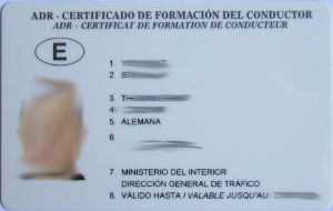 GALA Autoescuela, ADR Básico, Madrid, Spanien, Tarjeta ADR Certificado de Formación del Conductor