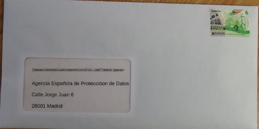 Brief an die Agencia Española de Proteccióon de Datos