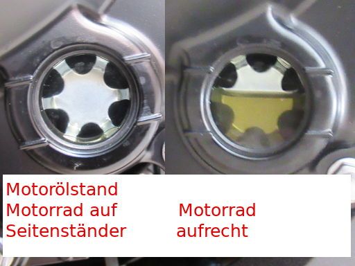 Kawasaki Palmeto® Motor, Madrid, Spanien, Ölstand im Sichtfenster richtig ablesen