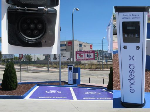 Ladestationen Elektrofahrzeuge, Madrid, Spanien, BALLENOIL Tankstelle Alcorcón II, Avenida del Tranvia 4E, 28925 Alcorcón mit zwei Ladesäulen 22 kW Mennekesstecker Typ 2 Steckdose