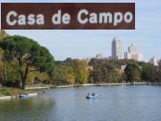 Lago de la Casa de Campo, Madrid, Spanien, See im Casa de Campo Blick Richtung Plaza de España