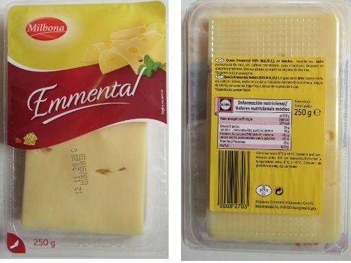 Lidl España, Madrid, Spanien, Milbona Emmental Scheibenkäse 250 g 1,89 Euro im September 2020