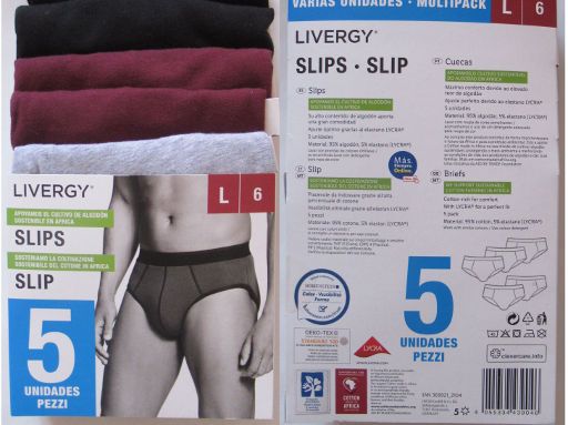 Lidl España, Madrid, Spanien, LIVERGY® fünf Herren Slips Größe L / 6