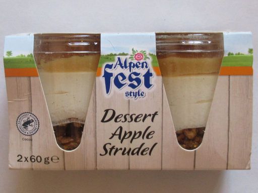 Lidl España, Madrid, Spanien, Alpenfest Style Apfelstrudel im Glas 2 x 60 g für 2,79 Euro im Juli 2025