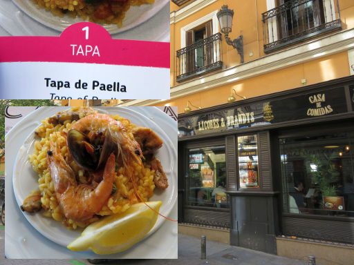 Madrid City Tour Premium, Stadtführung Los Secretos del Viejo Madrid, Madrid, Spanien, La Carmela in der Calle La Victoria 4 mit dem Tapa de Paella