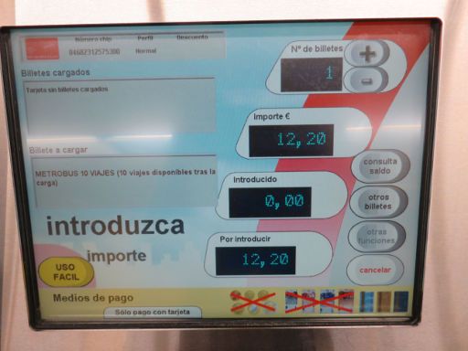 Tarjeta de Transporte Público MULTI, Metro, Madrid, Spanien, Auswahl Zahlung