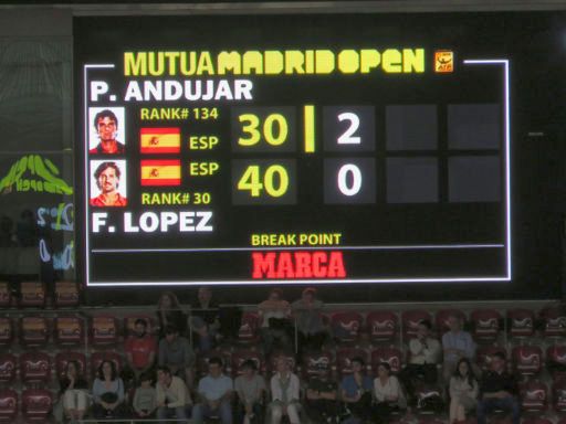 Mutua Madrid Open 2018, Madrid, Spanien, Anzeigetafel Spielstand